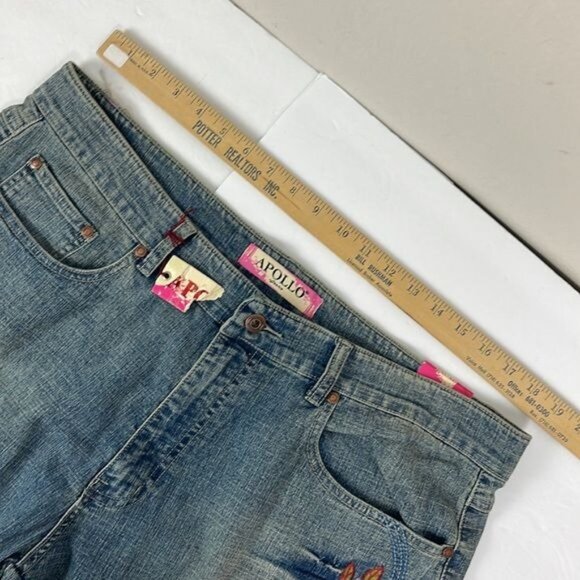 Apollo Women's Bootcut Jeans Floral Embroidered NWT 36x32 size 19/20 stretch - Picture 9 of 13